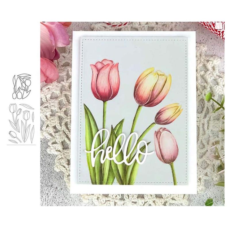 Lottoyday Tulip Silicone Clear Stamp and Die Sets for Card Making, DIY Embossing Photo Album Decorative Craft - Image 3